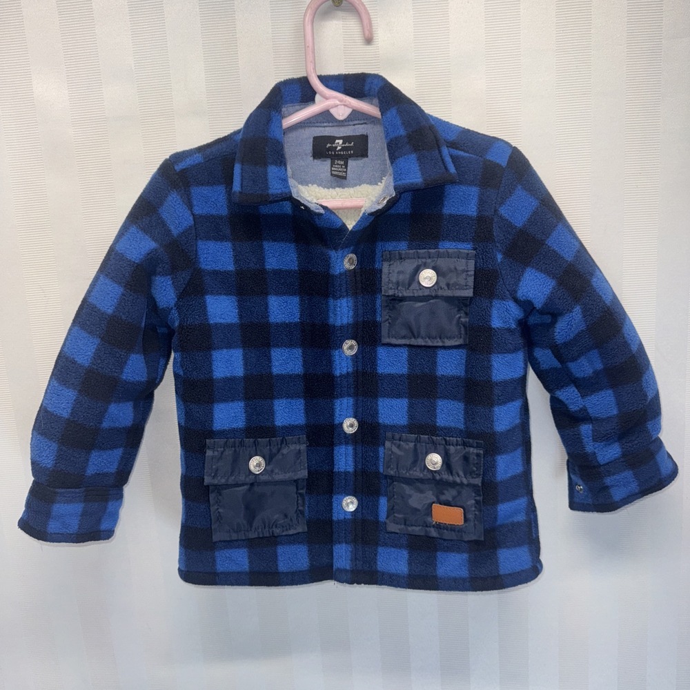 7 for all mankind Sherpa lined jacket buffalo plaid size 24‎ months